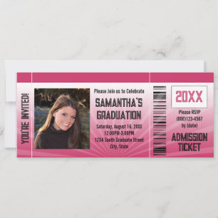 AnyYear- Pink Graduation Party Ticket Invitation