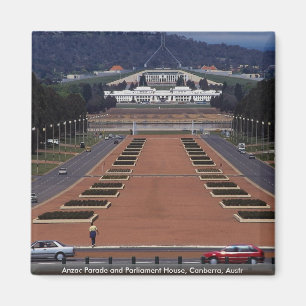 Anzac Parade and Parliament House, Canberra, Austr Magnet