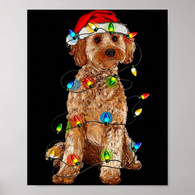Ao Christmas Tree Light Pajama Dog Lover Xmas Funn Poster (Front)