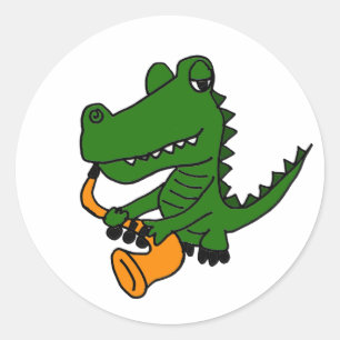 AO- Gator Playing the Saxophone Classic Round Sticker