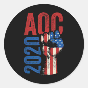 Aoc 2020 For President Alexandria Ocasio Cortez El Classic Round Sticker