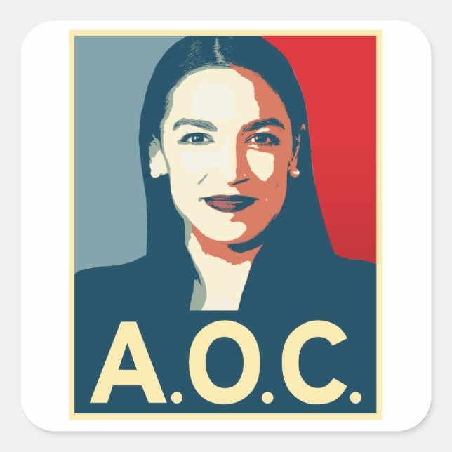 AOC 2024 Propaganda Square Sticker (Front)