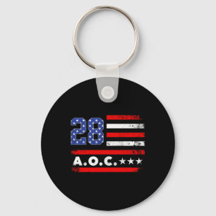 Aoc 2028 A.o.c. 2028 For President American Flag P Key Ring