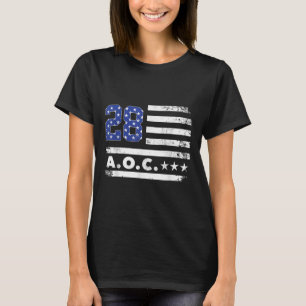 Aoc 2028 A.o.c. 2028 For President American Flag  T-Shirt