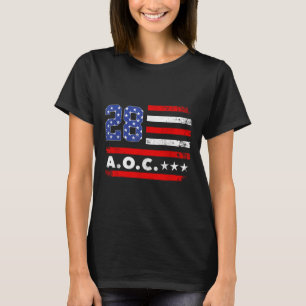 Aoc 2028 A.o.c. 2028 For President American Flag  T-Shirt
