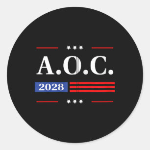Aoc 2028 A.o.c. 2028 For President American Flag Z Classic Round Sticker