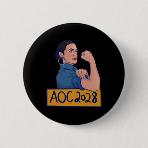 Aoc 2028 Alexandria Ocasio Cortez 2028 Long Sleeve 6 Cm Round Badge