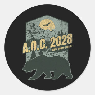 Aoc 2028 For President Resist Bear Alexandria Ocas Classic Round Sticker