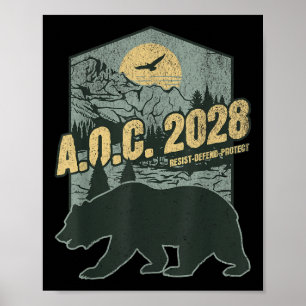 Aoc 2028 For President Resist Bear Alexandria Ocas Poster