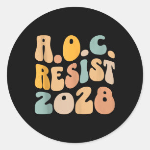Aoc 2028 For President Resist Wavy Alexandria Ocas Classic Round Sticker