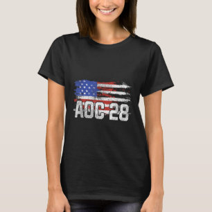 Aoc 2028 President Distressed Us Flag T-Shirt