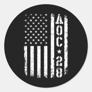 Aoc 2028 Us Flag Classic Round Sticker