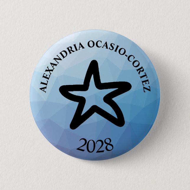 AOC Alexandria Ocasio-Cortez 2028 6 Cm Round Badge (Front)