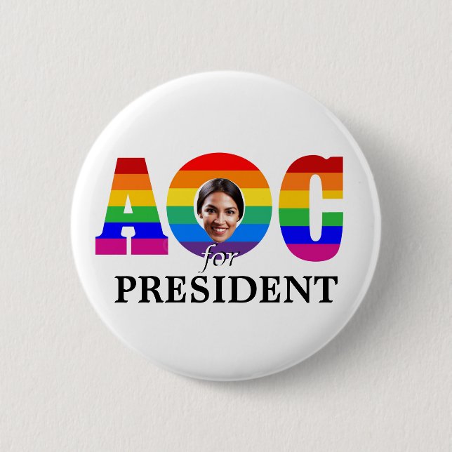 AOC for President 6 Cm Round Badge (Front)