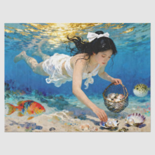 "Aoi of the Deep" – An Ocean Portrait  Tissue Paper