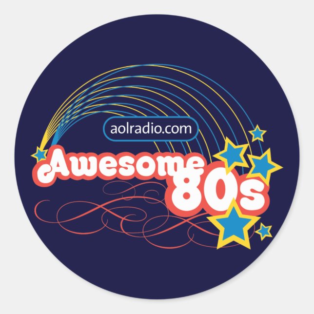 AOL Radio - Awesome '80s Classic Round Sticker (Front)