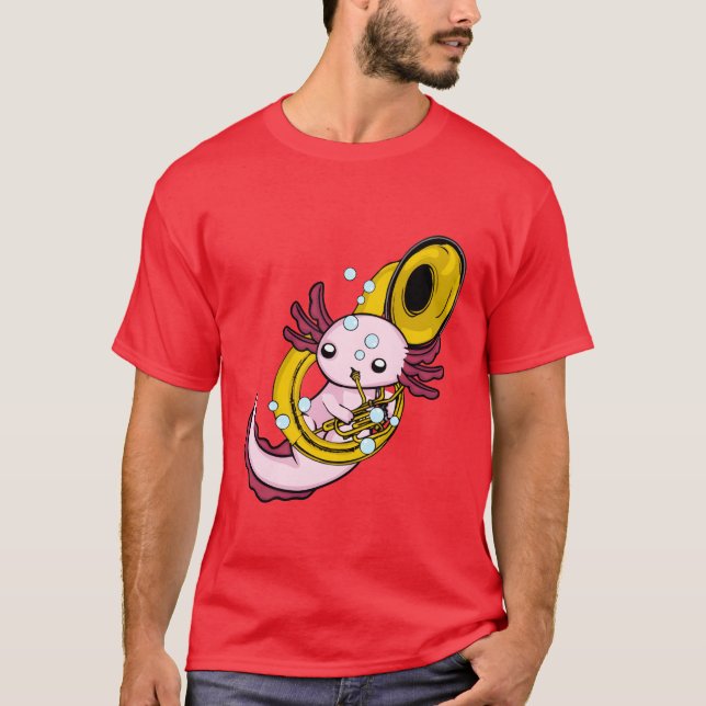 Aolotl Playing Sousaphone Marching Band retro T-Shirt (Front)