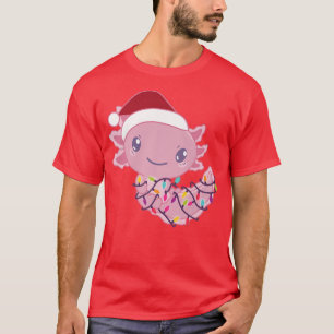 Aolotl With Fairy Lights Funny Animal Christmas T-Shirt