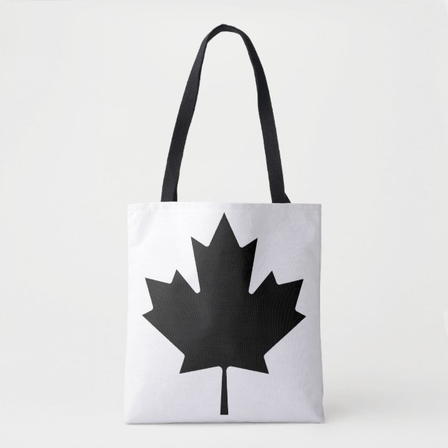 (AOP) Shoulder Tote - Maple Leaf Black/White Bag (Front)