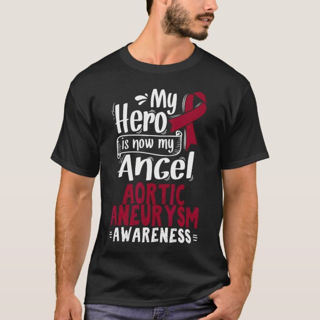 Aortic Aneurysm Gift Burgundy Awareness Ribbon T-Shirt (Front)