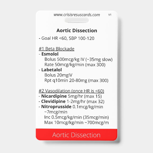 Aortic Dissection and Pulm Haemorrhage  ID Badge (Front)