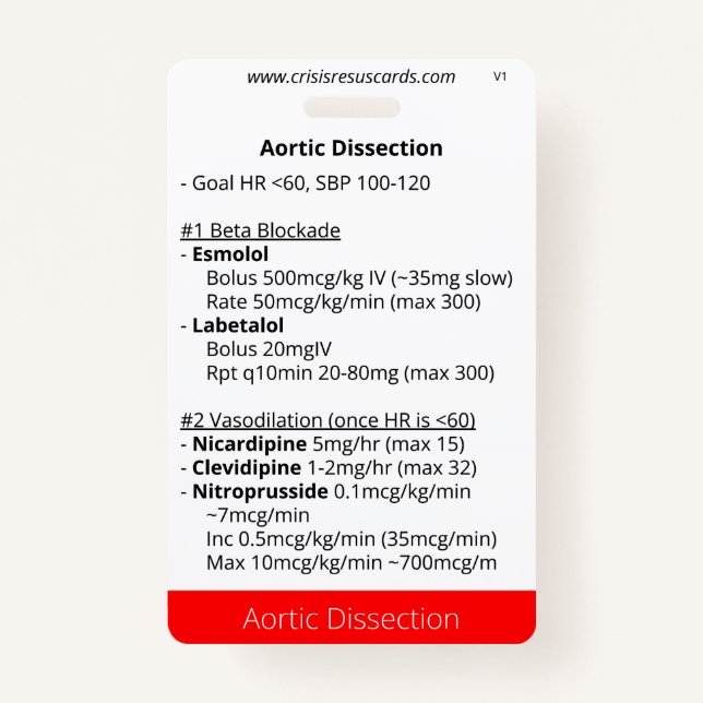 Aortic Dissection and Pulm Haemorrhage  ID Badge (Front)