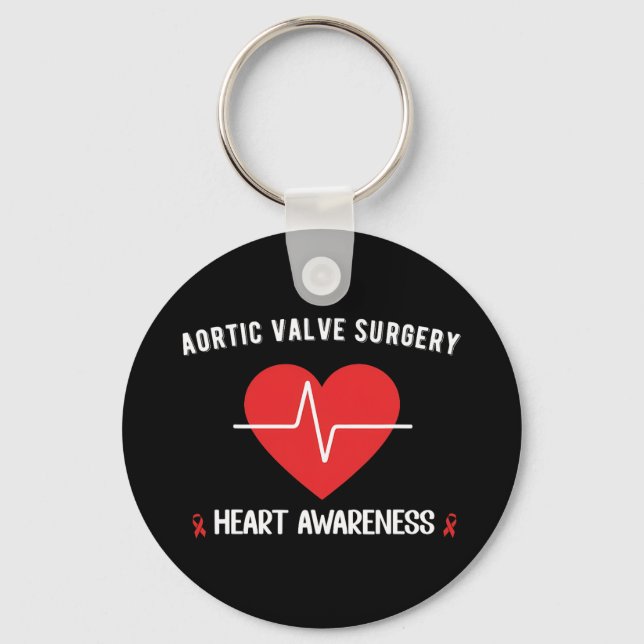 Aortic Valve Replacement Surgery Heart Awareness  Key Ring (Front)