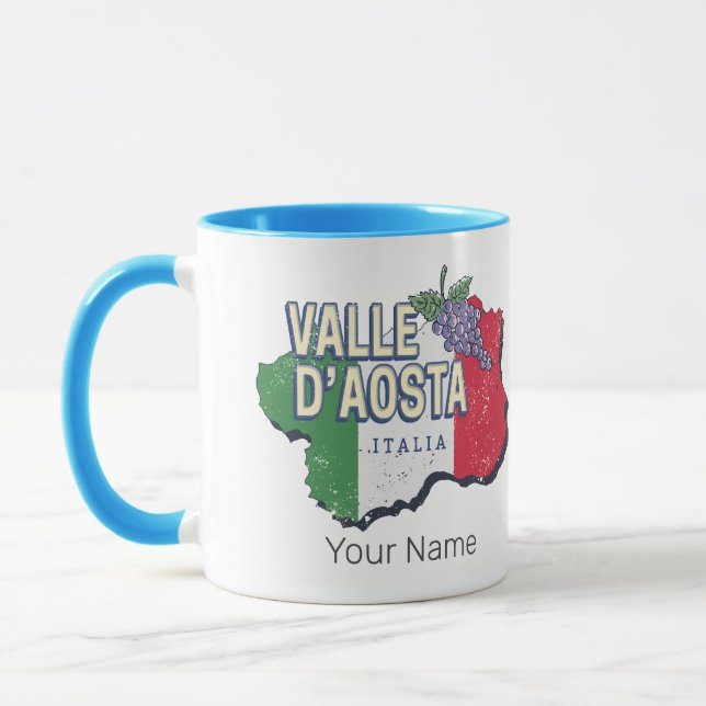 Aosta Valley Italy Region Map Vintage Souvenir Mug (Left)