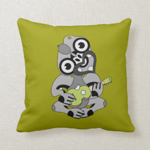 Aotearoa Hei Tiki with green ukulele Cushion
