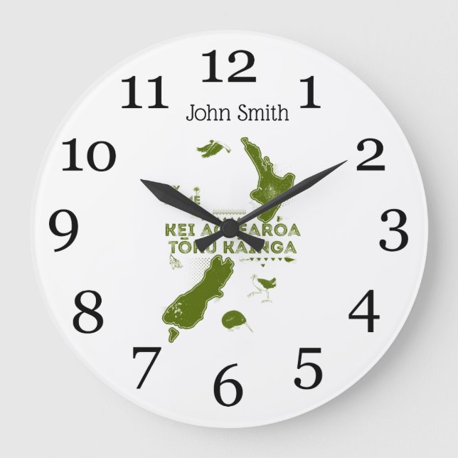 Aotearoa is my home large clock (Front)