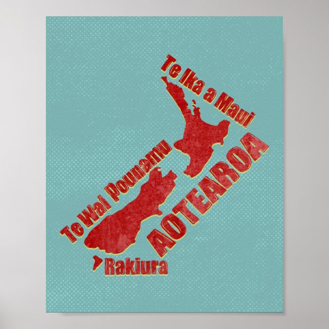 Aotearoa New Zealand Map Poster (Front)