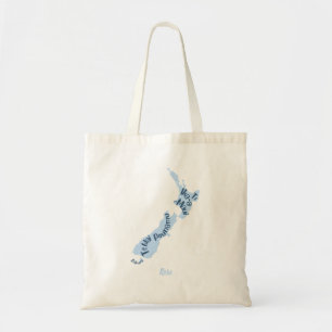Aotearoa NZ Country Map in Māori, with Custom Text Tote Bag