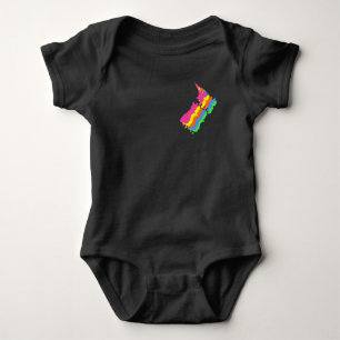 Aotearoa NZ Fluorescent Colour Map Baby Bodysuit