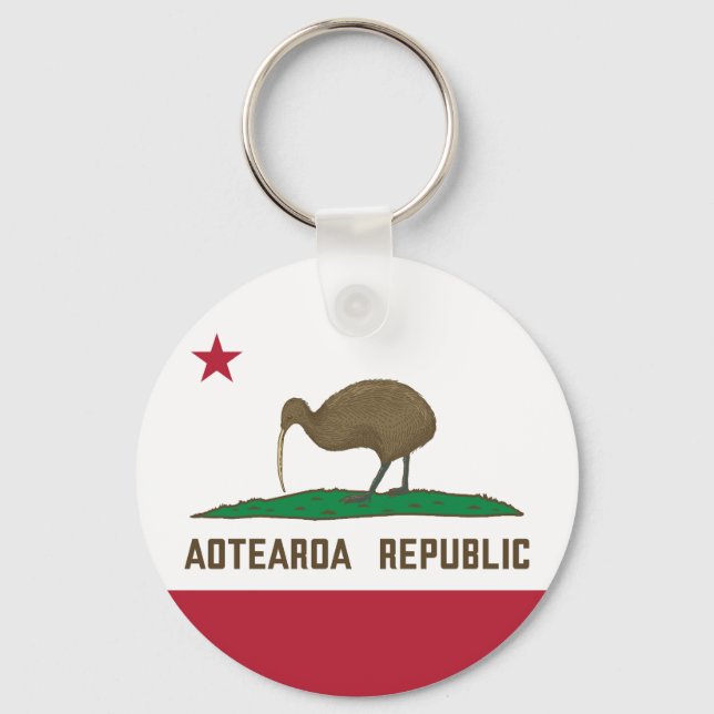 Aotearoa Republic Kiwi Flag New Zealand Key Ring (Front)