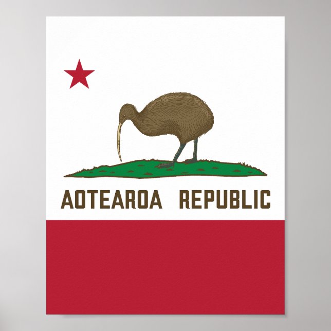 Aotearoa Republic Kiwi Flag New Zealand Poster (Front)