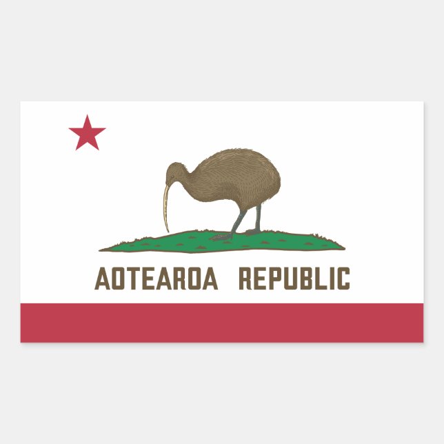 Aotearoa Republic Kiwi Flag New Zealand Rectangular Sticker (Front)