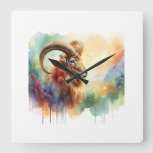 Aoudad 180624AREF120 - Watercolor Square Wall Clock