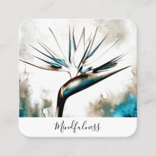 *~* AP10 Flower Bird of Paradise QR Watercolor Square Business Card