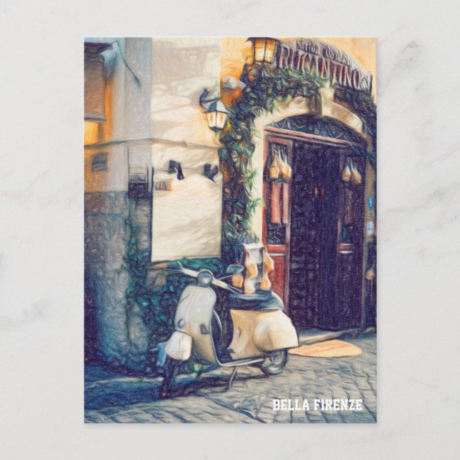 ** AP12 Scooter Florence Italian Cobblestone Italy Postcard (Front)