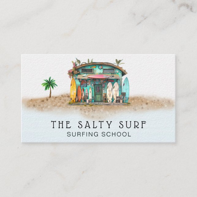 *~*  AP13 6 Whimsical Beach Coastal Surfboard Sea Business Card (Front)