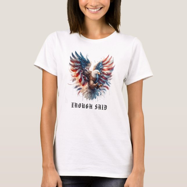 *~* AP16 Artsy  American Flag Bald EAGLE USA T-Shirt (Front)