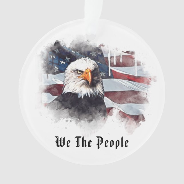 *~*  AP16  God Bless America EAGLE Flag Patriotic Ornament (Front)