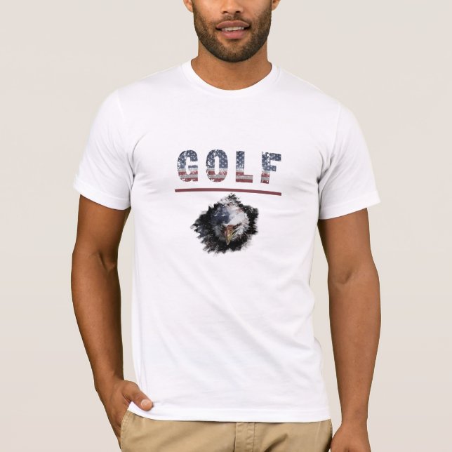 *~*  AP16  USA Flag American GOLF EAGLE Patriotic T-Shirt (Front)