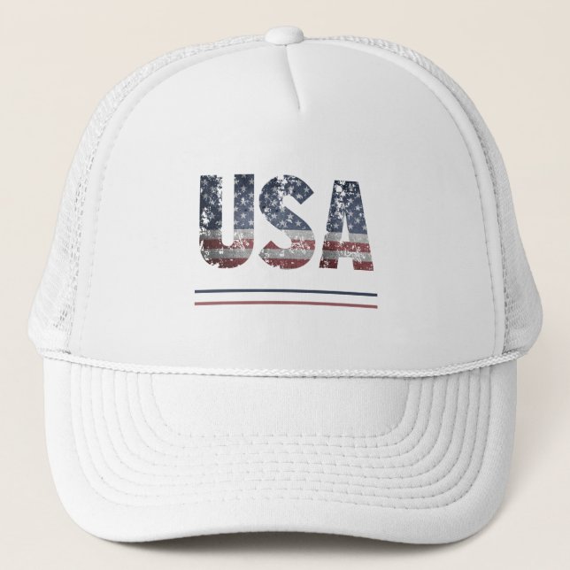 *~* AP16 USA Flag Patriotic American Baseball Trucker Hat (Front)