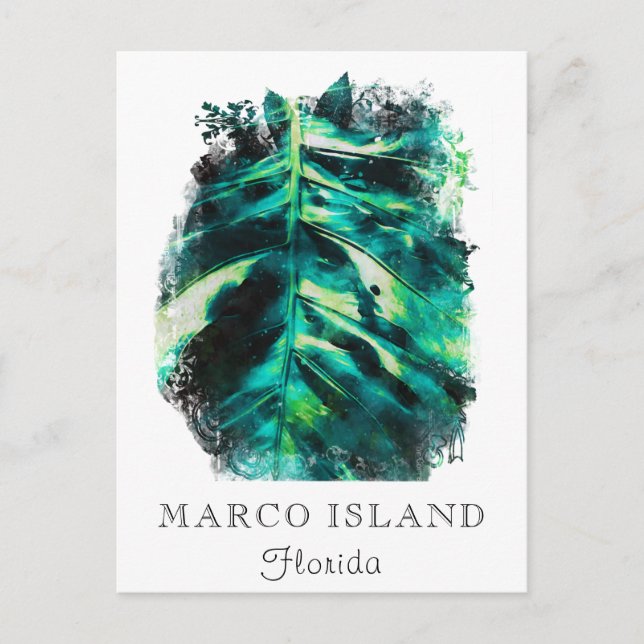 *~* AP25 Personalise Tropical Palm Leaf Travel  Postcard (Front)