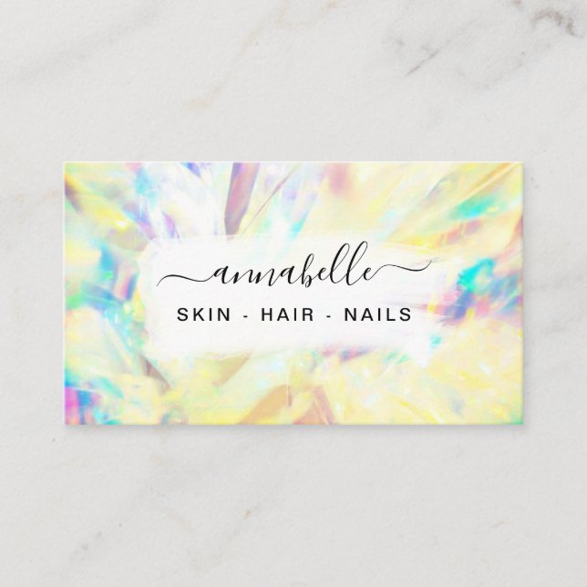 *~* AP26 OPAL Rainbow Crystal Ethereal QR Prism Business Card (Front)