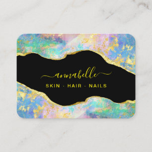 *~* AP26 OPAL Rainbow QR  Gold Glitter Ethereal  B Business Card