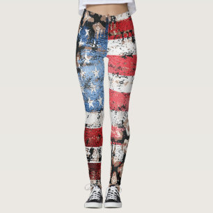 ~* AP27 Grunge  USA Flag Leopard Glitter Leggings