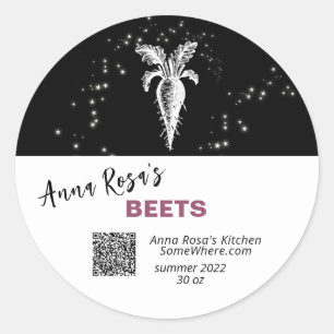 * AP30 BEETS QR DEHYDRATED . CANNING FREEZE CLASSIC ROUND STICKER