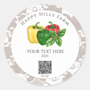*~* AP30 Bell Peppers Canning QR Logo Classic Round Sticker